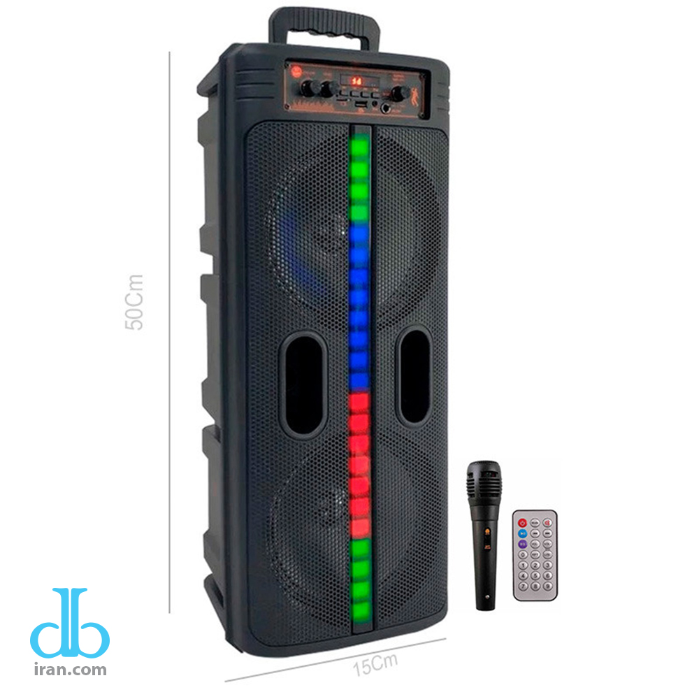 اسپیکر چمدانی بلوتوثی رم و فلش خور Kimiso QS-8201 میکروفون و ریموت کنترل
