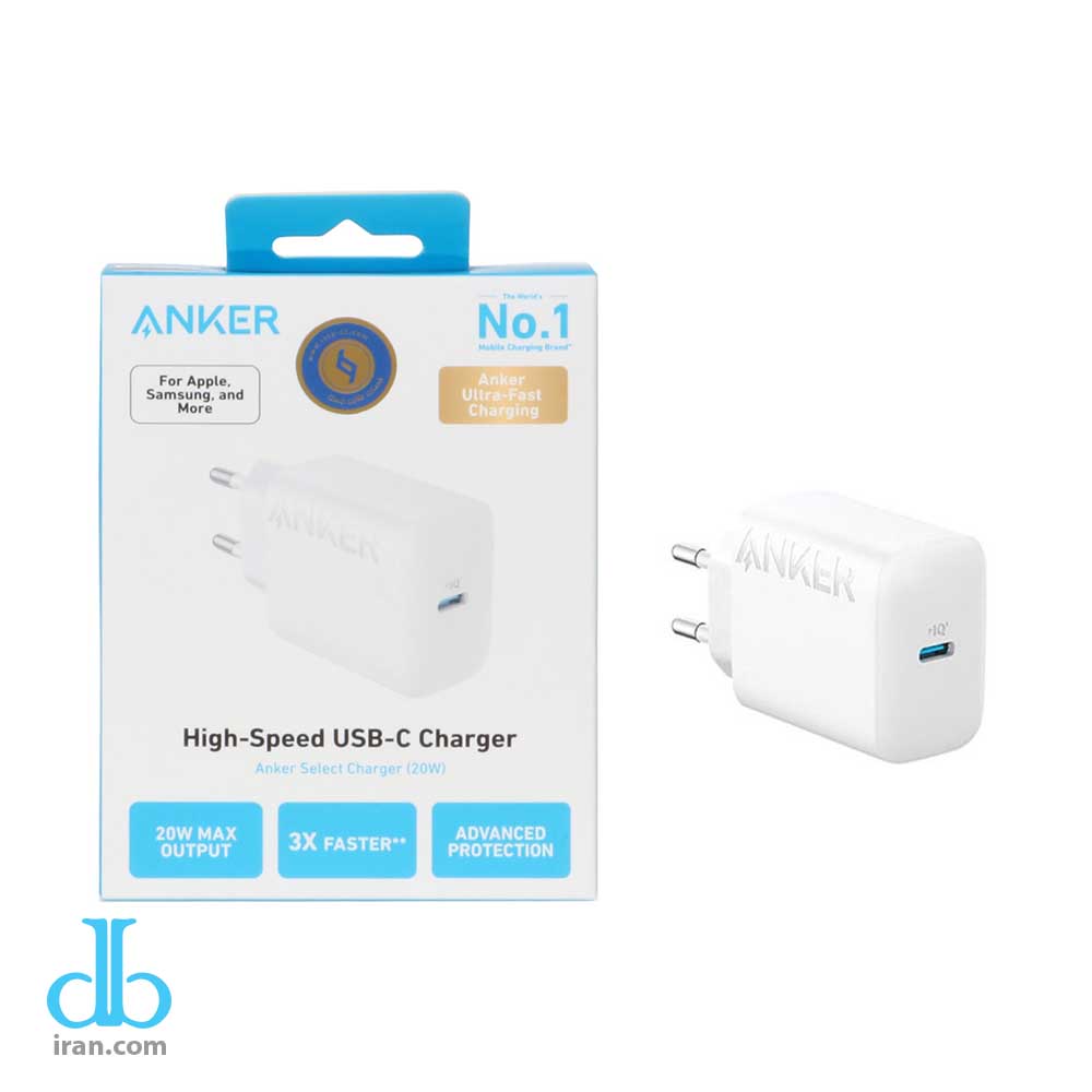 شارژر دیواری انکر 20W رنگ سفید