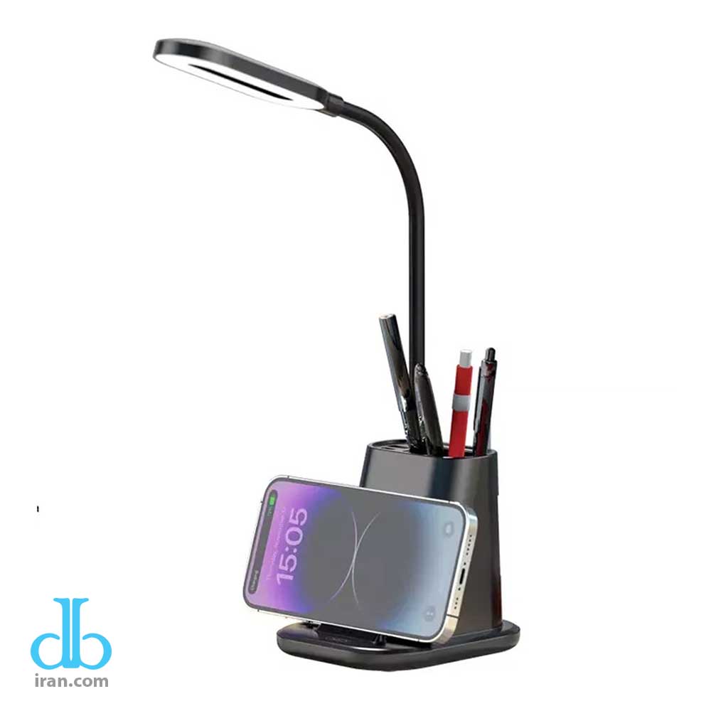  شارژر وایرلس رومیزی، چراغ مطالعه و جامدادی ایکس او WX032 رنگ مشکی