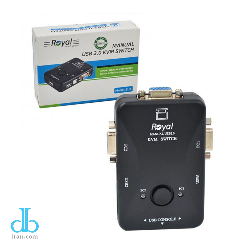 سوئیچ 2 پورت VGA KVM رویال مدل KVM 2UK رنگ مشکی