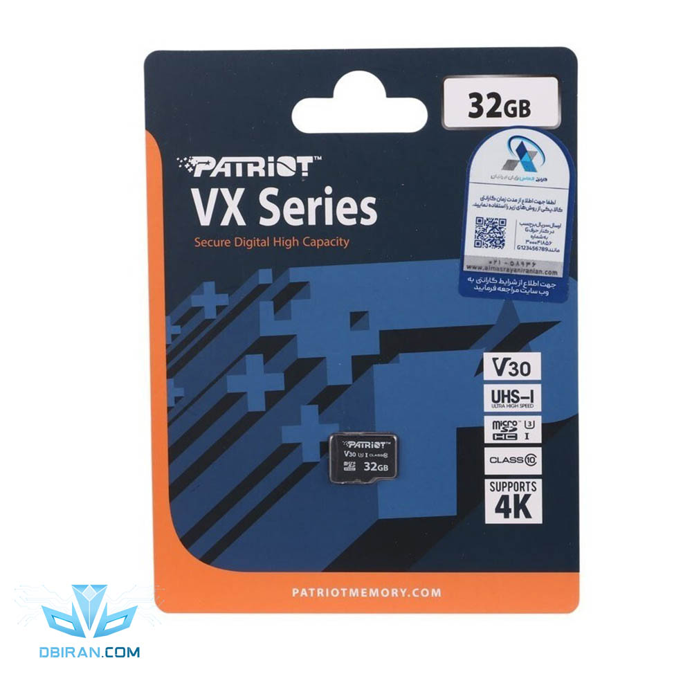 کارت حافظه پتریوت VX Series V30 ظرفیت ۳۲ گیگابایت سرعت ۹۰ مگابایت بر ثانیه